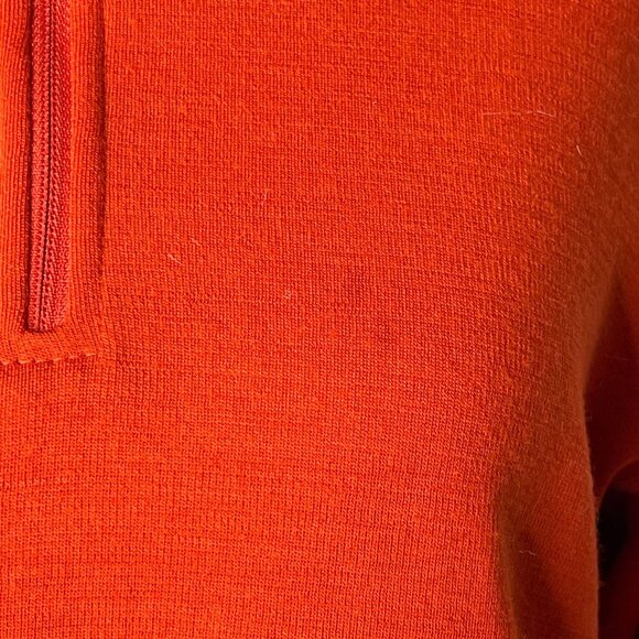 Ibex Women's Orange 100% Wool 1/4 Zip Pullover Mock Neck sweater Size Large - Picture 8 of 16